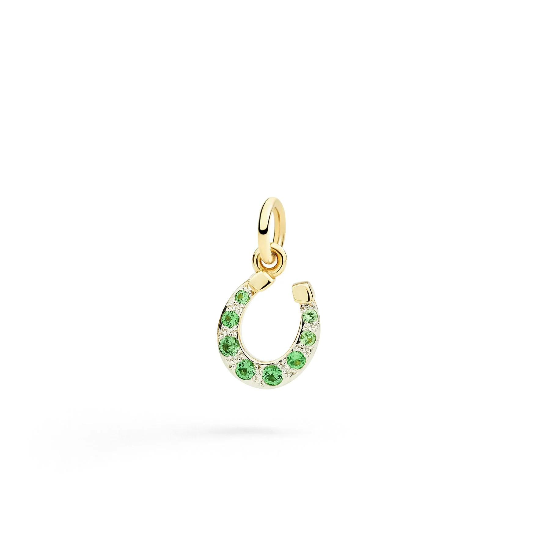YELLOW GOLD HORSESHOE CHARM & TSAVORITES - 1