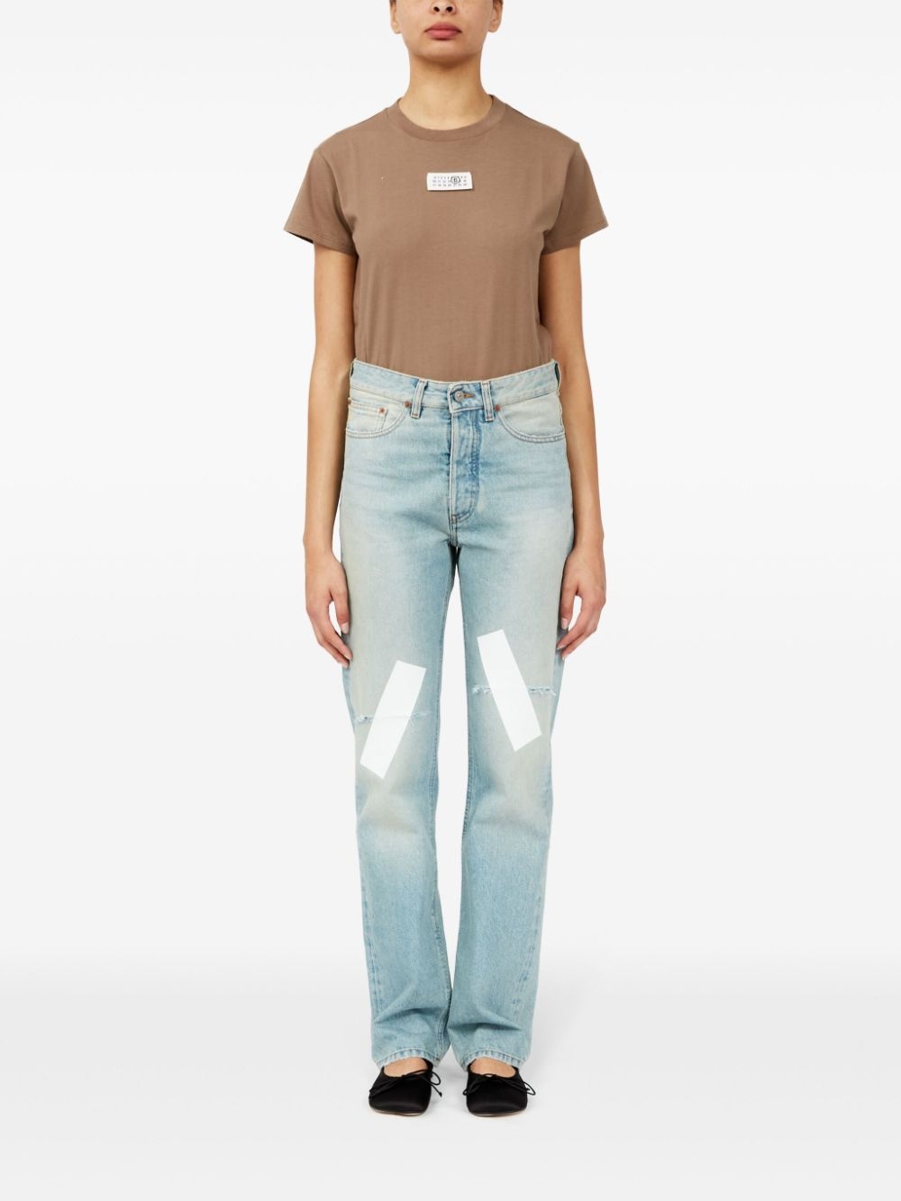 distressed straight jeans - 2