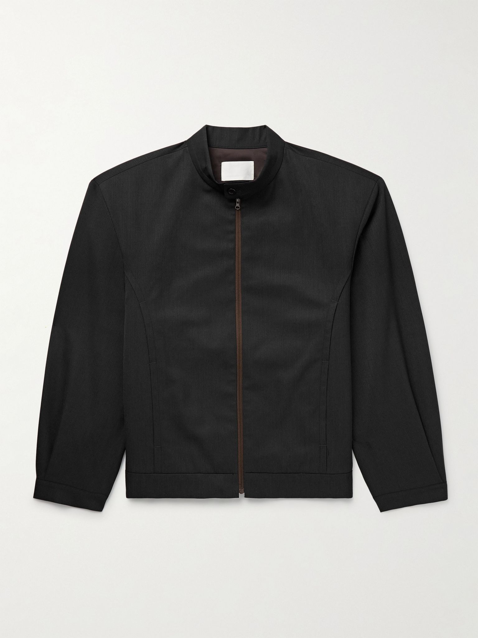 Striped Wool-Blend Jacket Black - 1
