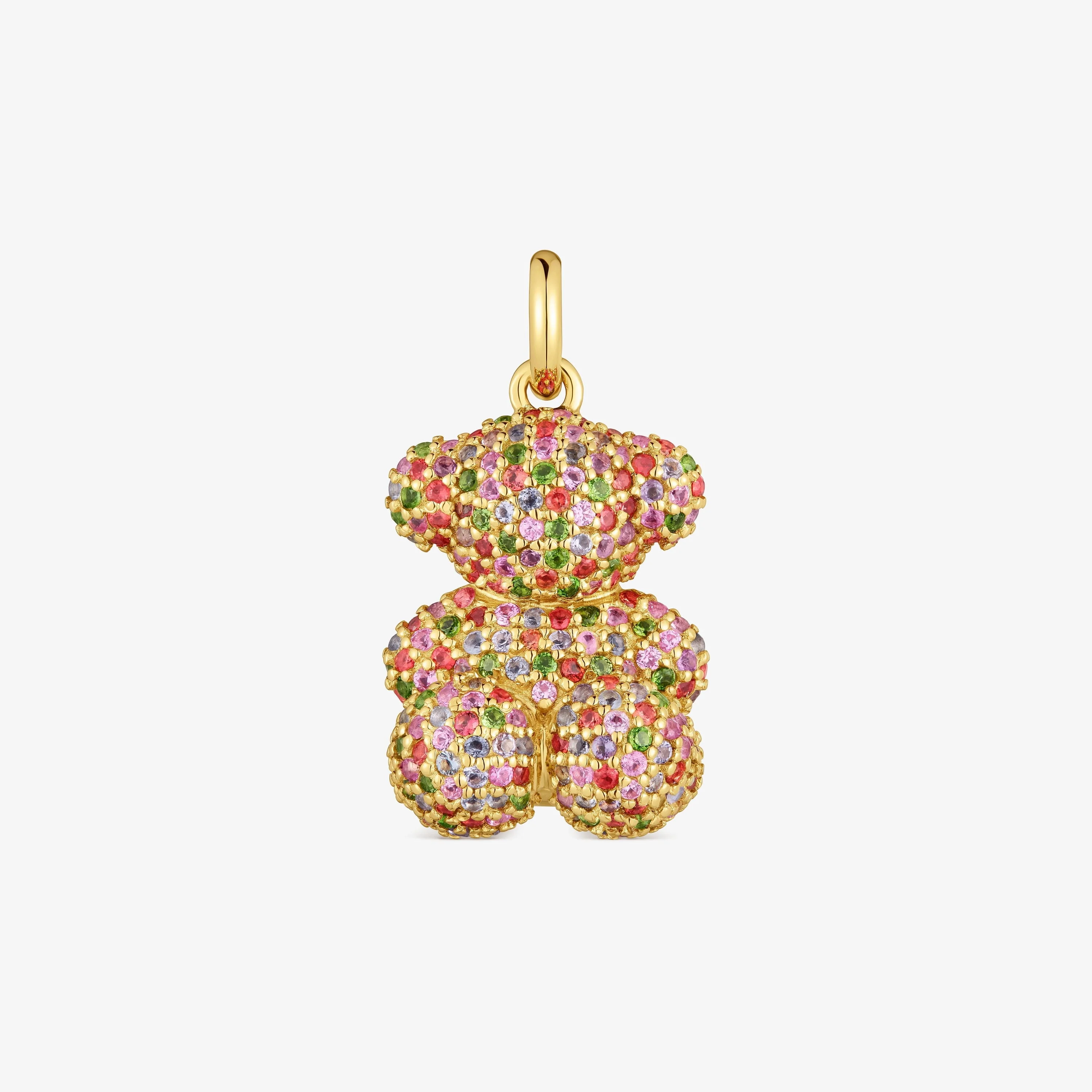 Medium 18K solid gold and gems pendant Bold Bear - 1