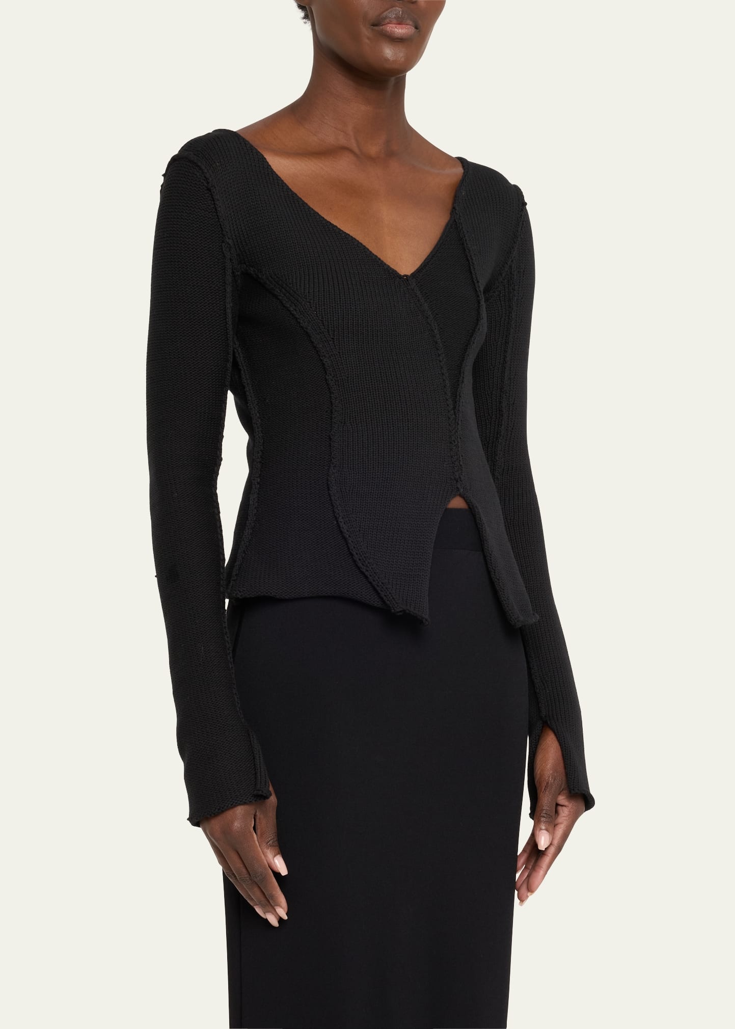 Eddy V-Neck Exposed Seam Sweater - 4
