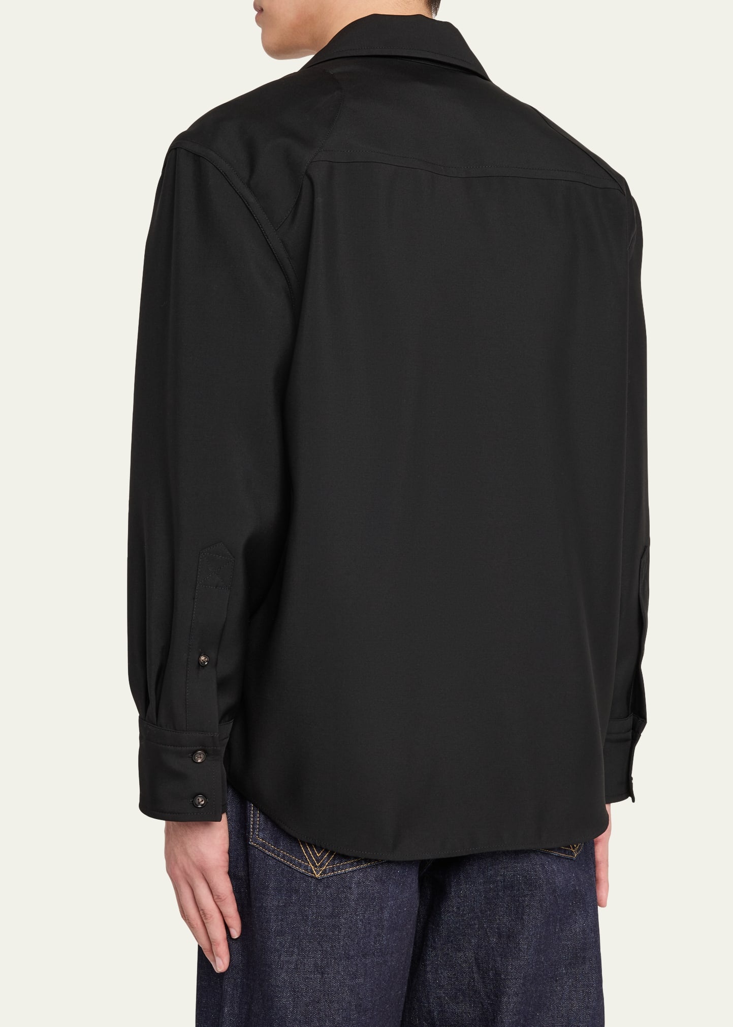 Men's Enamel Matchstick-Collar Wool Sport Shirt - 3