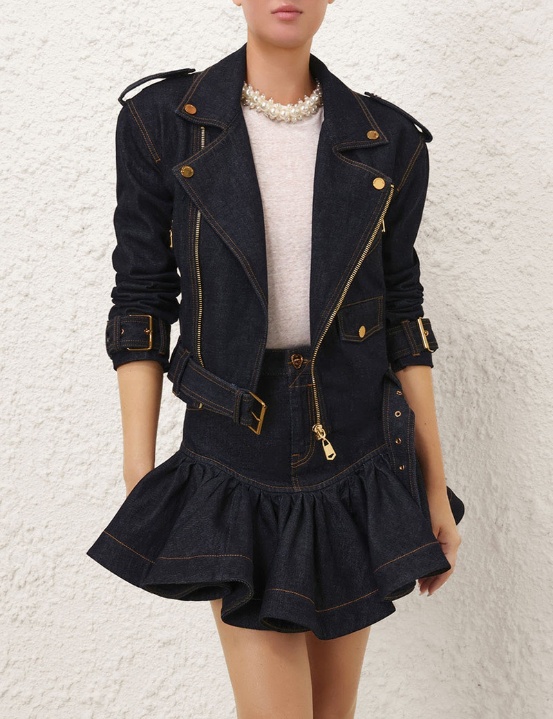 Zimmermann CRUSH DENIM BIKER JACKET outlook