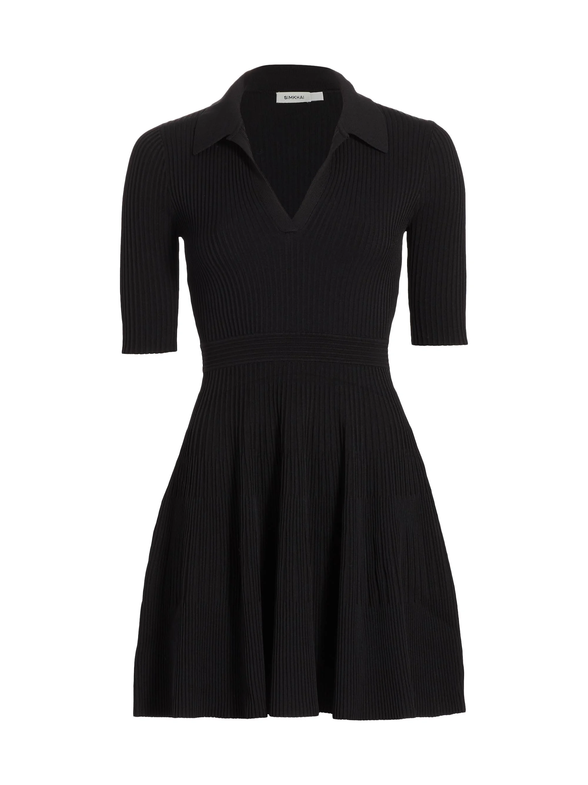 Women's Patricia Ribbed Polo Minidress - Black - 1