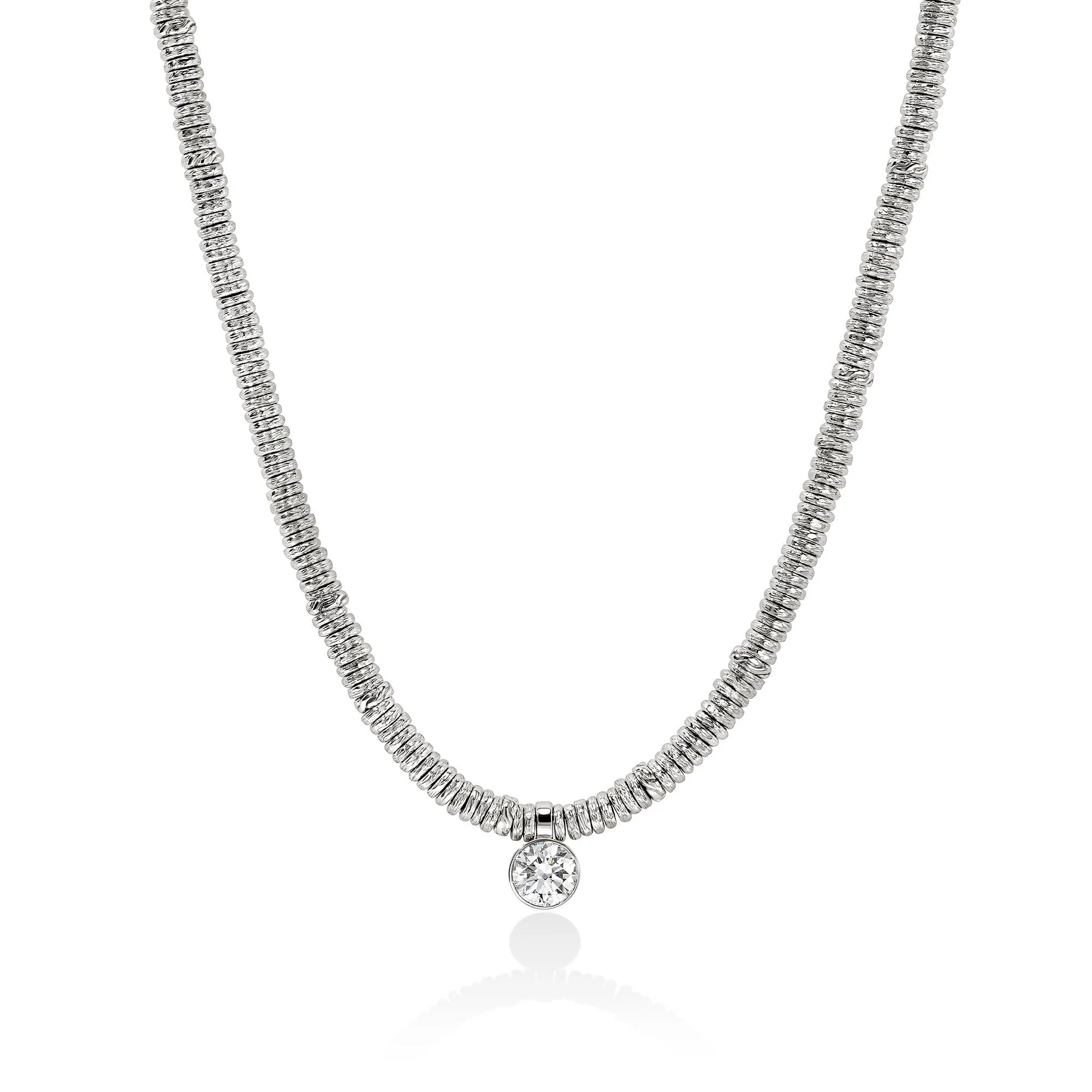 JH Lovestruck™ Heishi Pendant Necklace, Sterling Silver, Diamond, 1.0TCW - 1