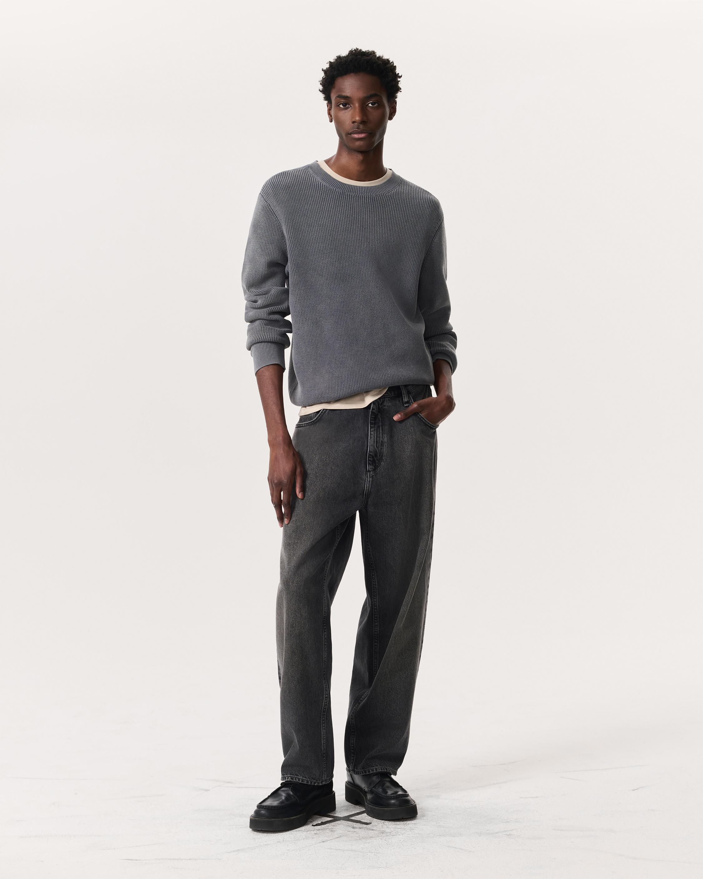 Acid-Wash Cotton-Blend Crewneck Sweater - 4