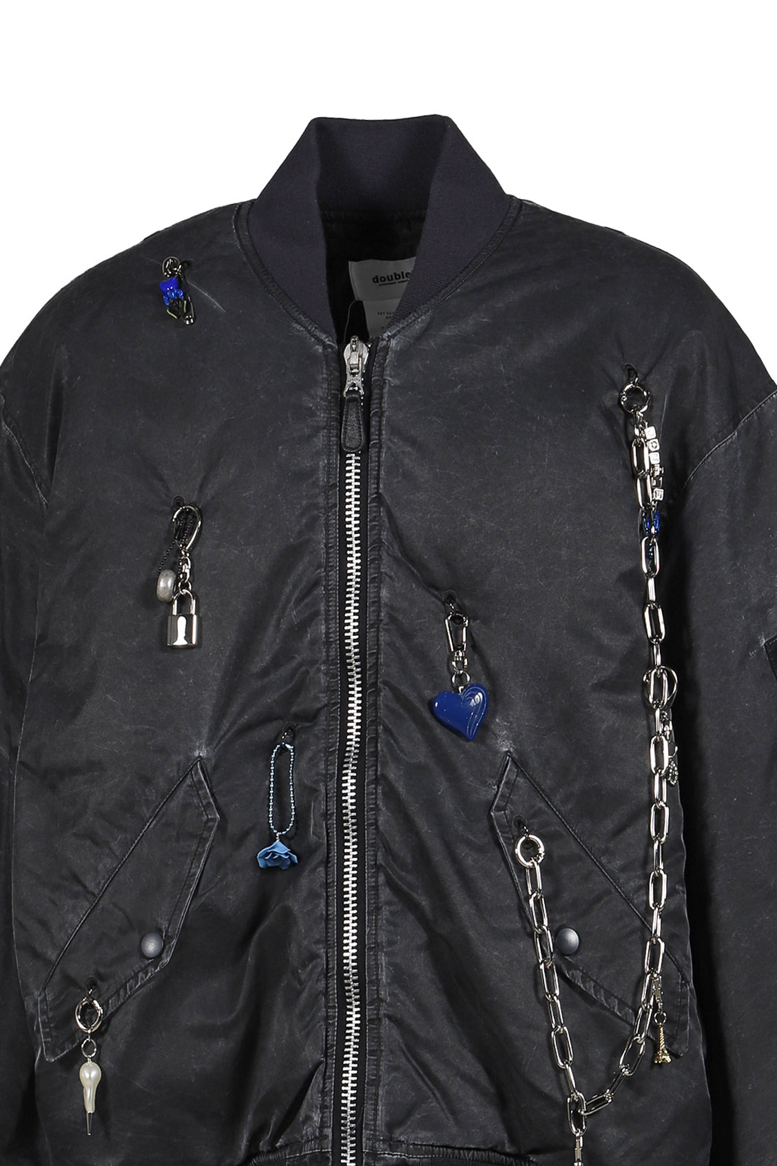 KEY CHAIN DECORATED BOMBER JACKET / GRY - 5