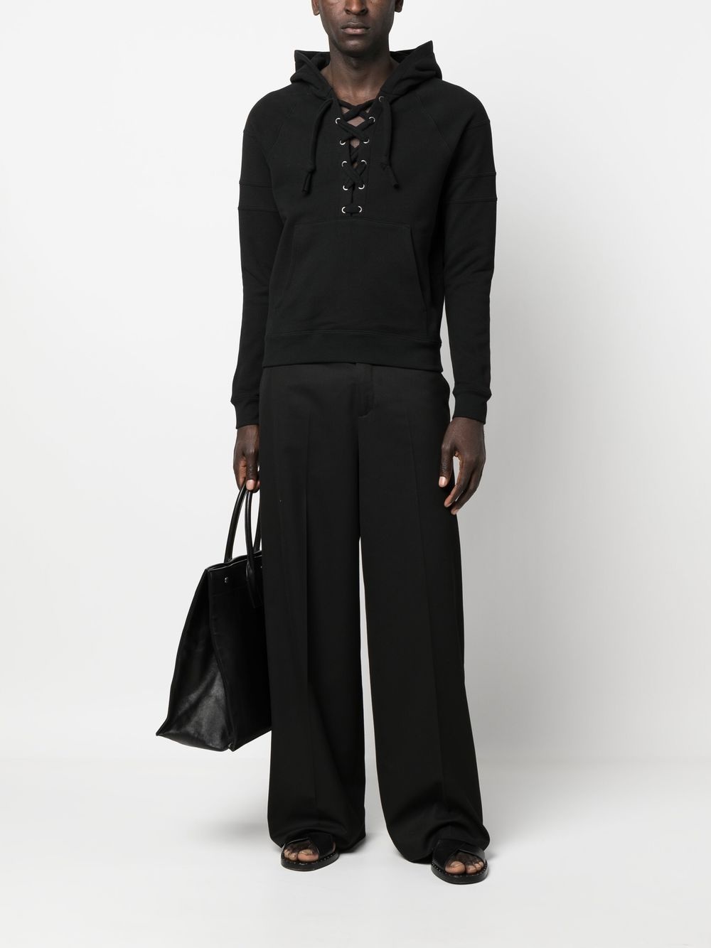 front lace-up fastening hoodie - 2