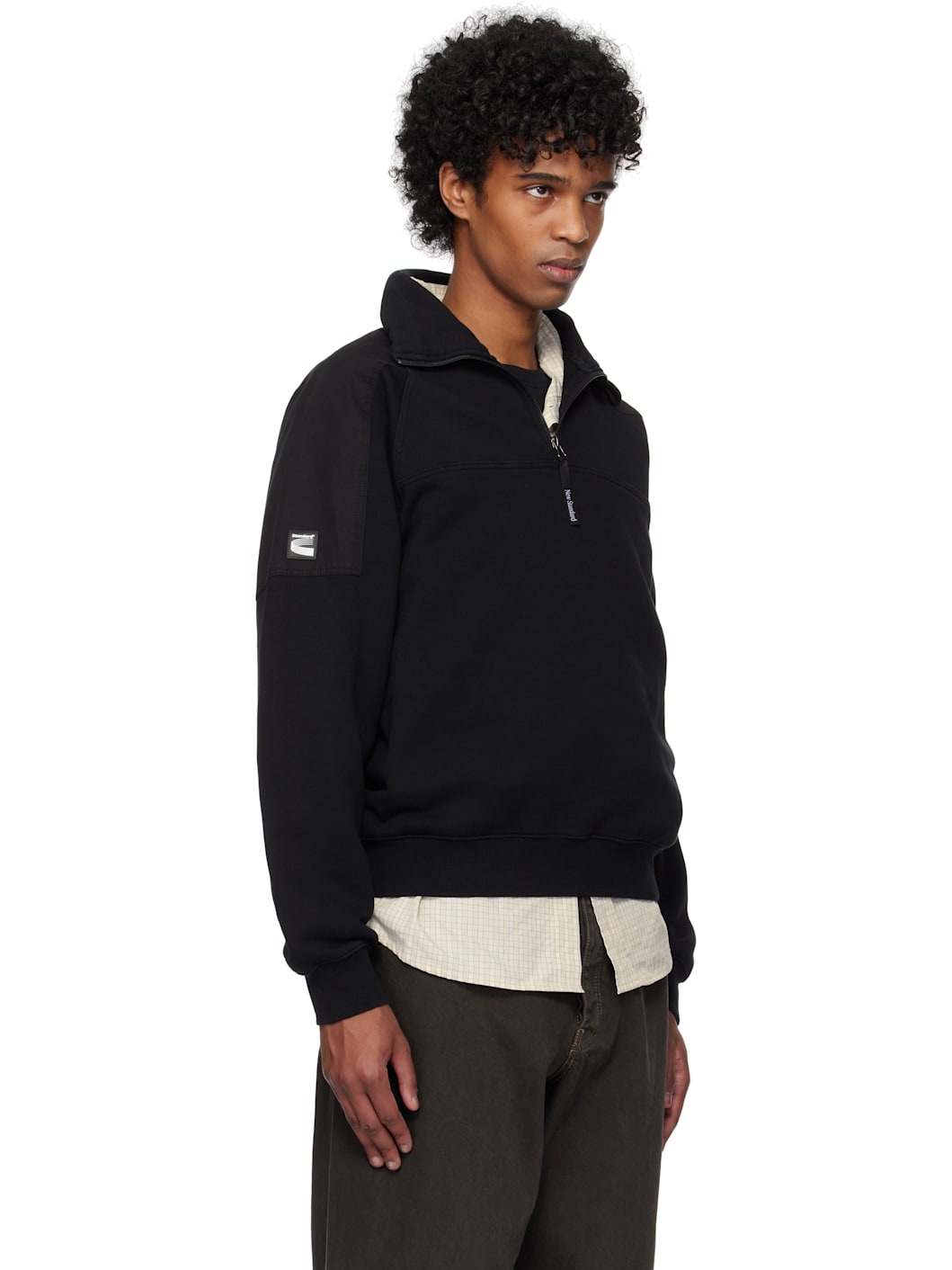 Black Half Zip-Up Sweatshirt - 2