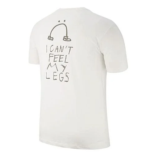 Nike Cartoon Alphabet Logo Printing Round Neck Short Sleeve White T-Shirt AO0624-100 - 1