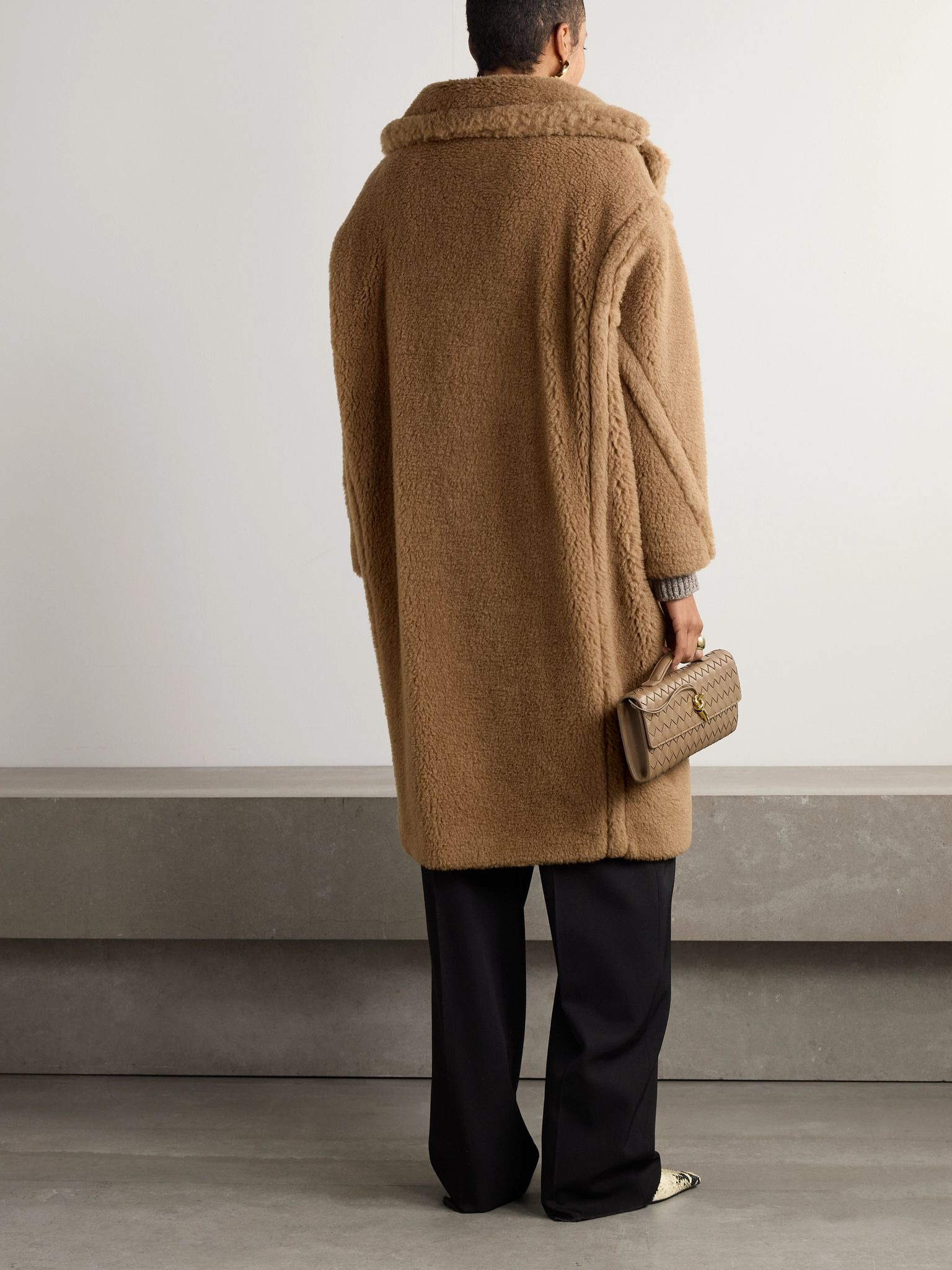 Teddy Bear Icon oversized camel hair and silk-blend coat Camel - 4
