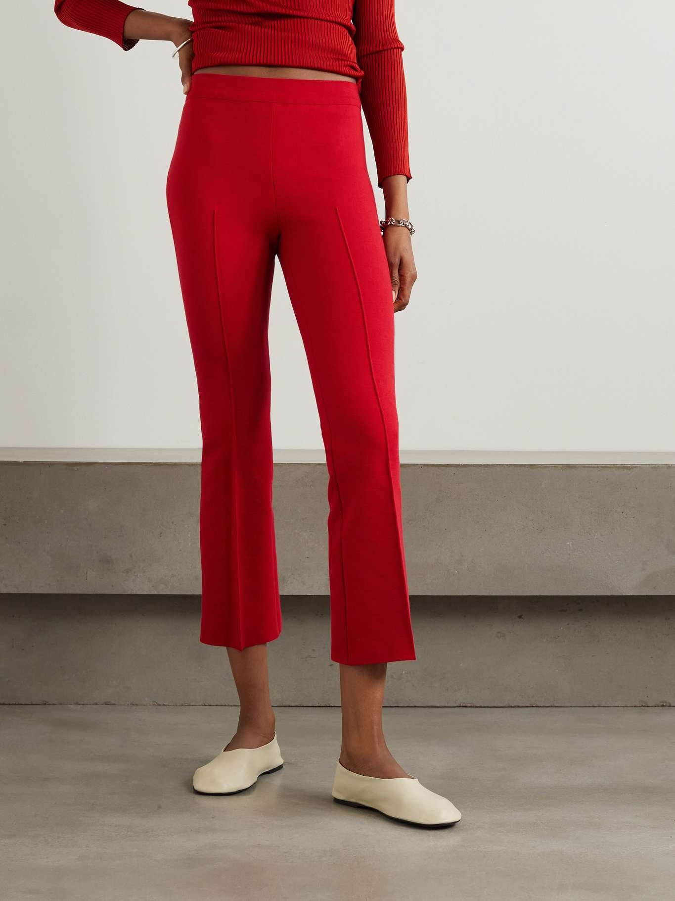 Kick cropped stretch-cotton flared pants - 3