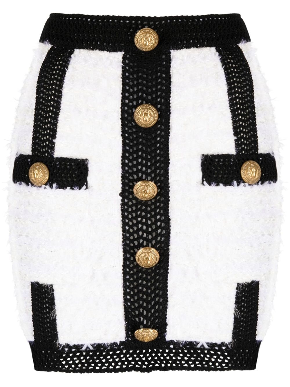 button-embellished tweed miniskirt - 1