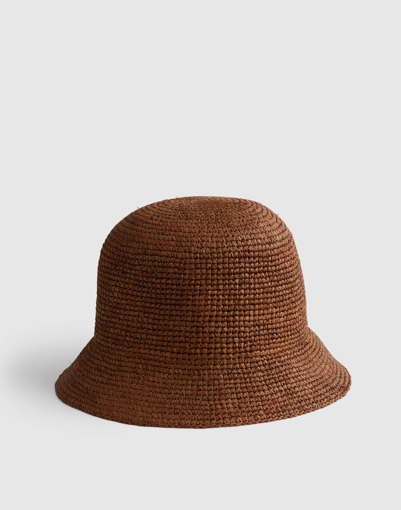 Hand-Crocheted Seamless Bucket Hat in Raffia 1