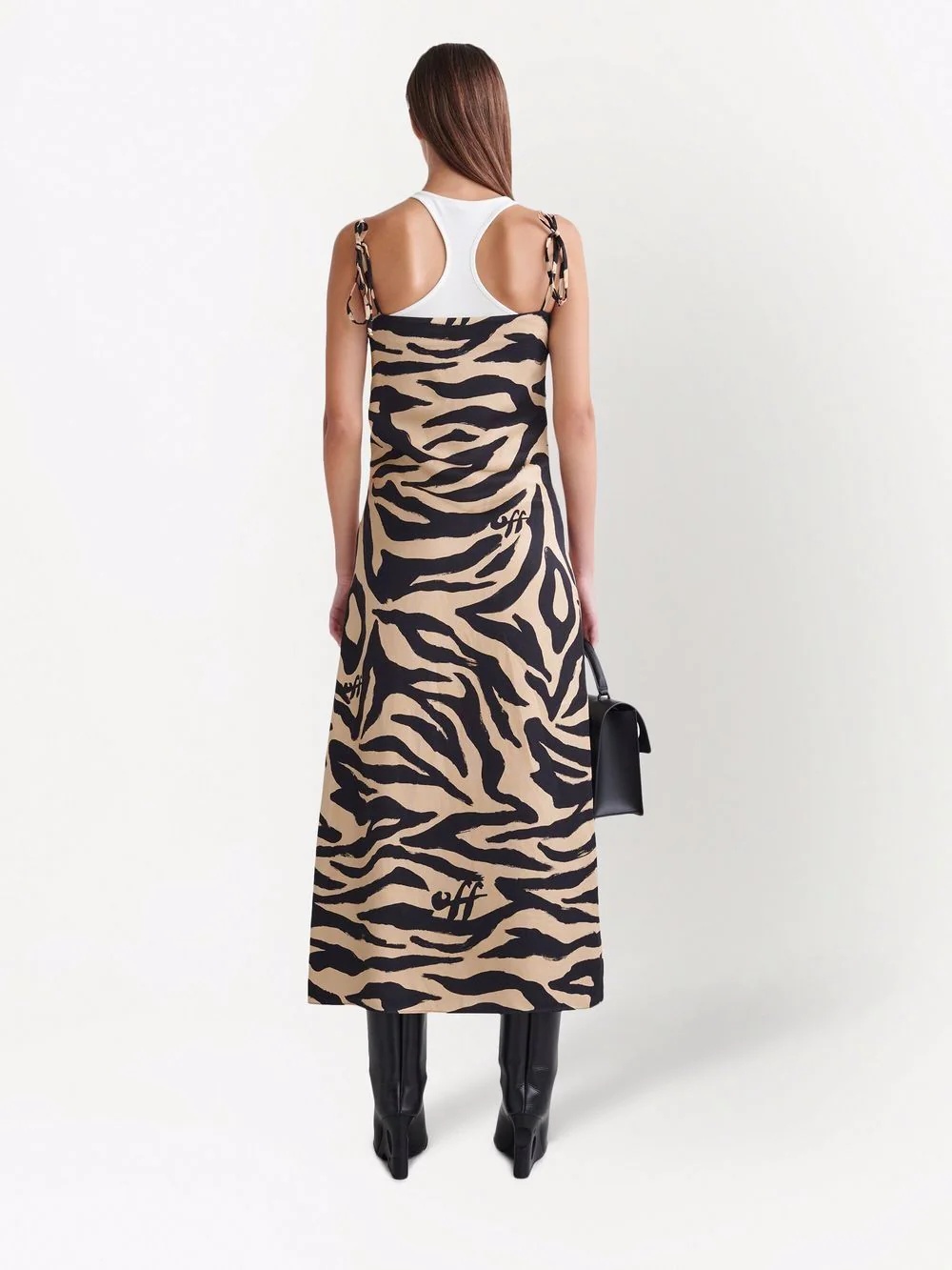 ZEBRA VI TWISTED LONG DRESS BEIGE  BLACK - 4