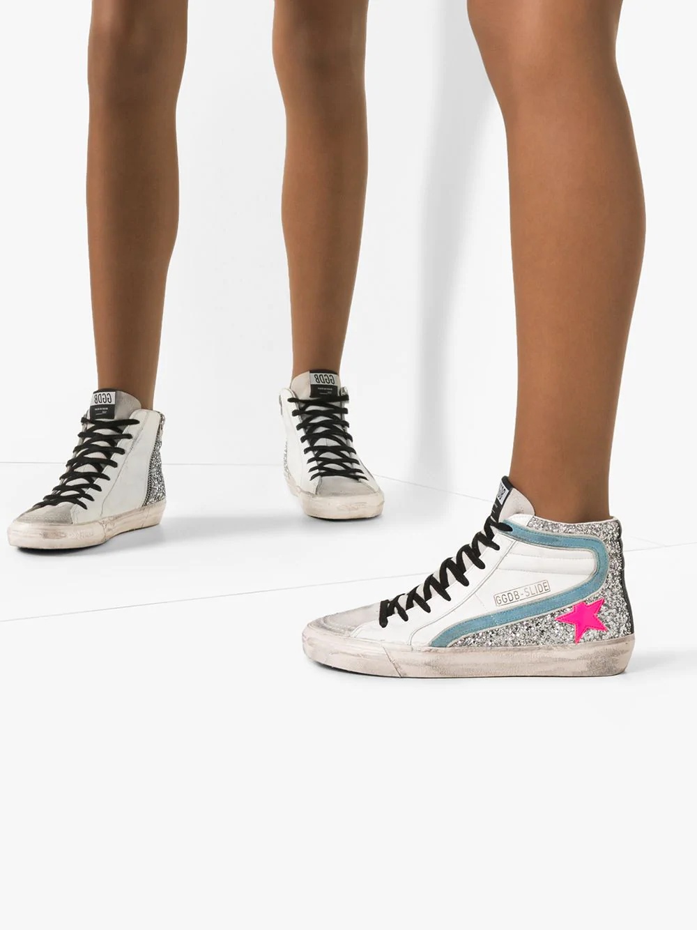 Slide glittered high-top sneakers - 3