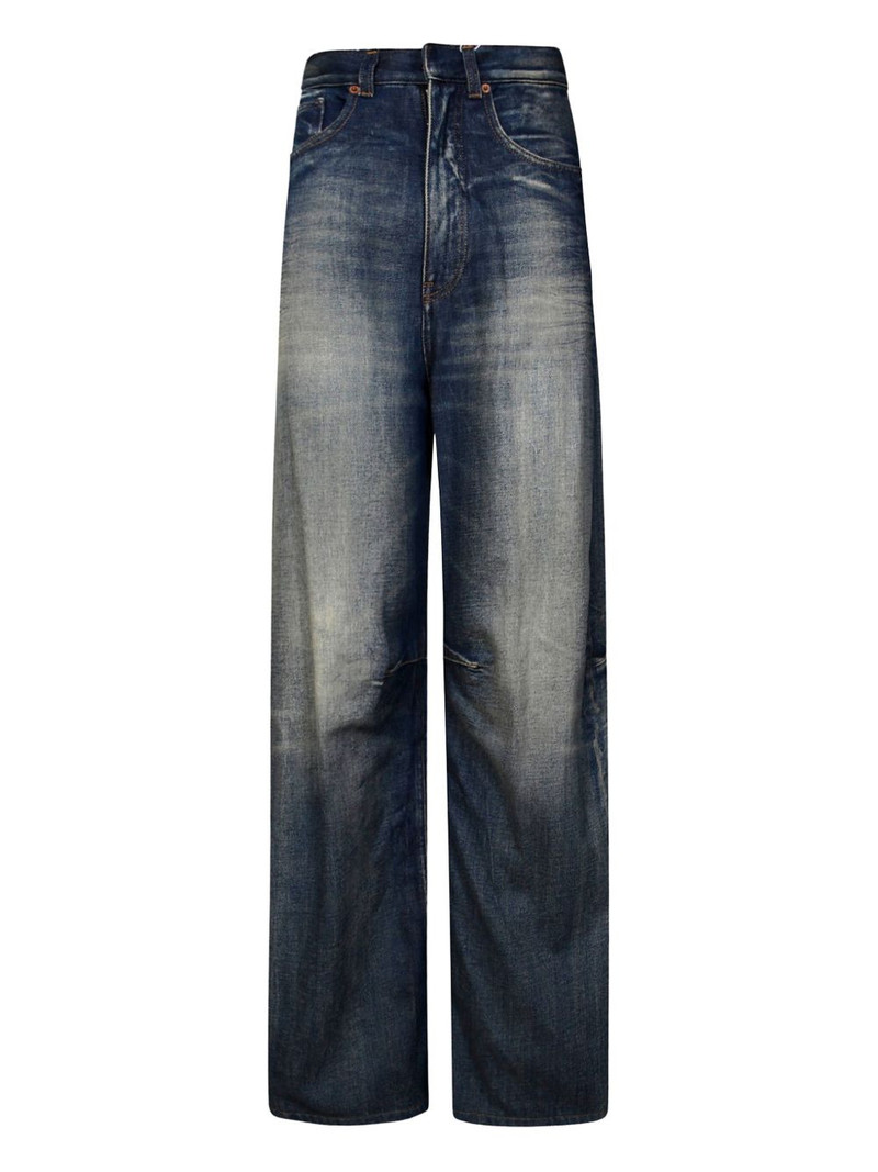 logo-patch panelled jeans 1