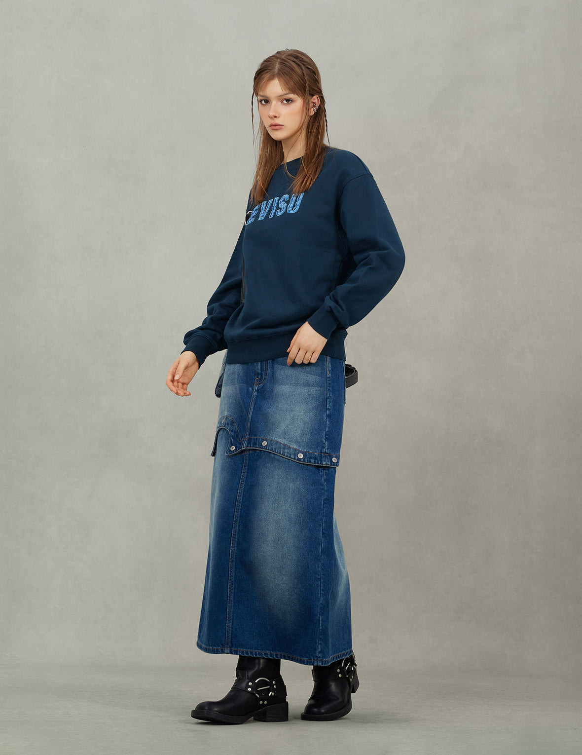 Logo Embroidery Oversized Sweatshirt - 7