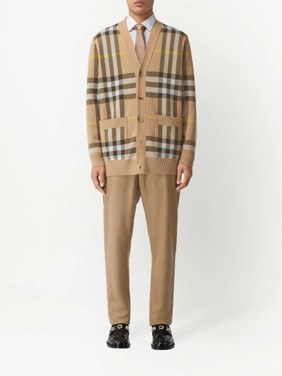 Burberry checked V-neck cardigan outlook