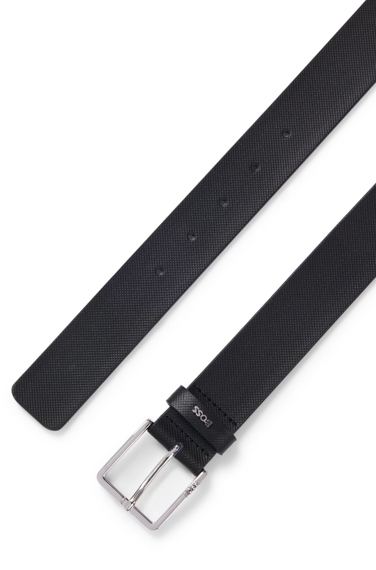 STRUCTURED-LEATHER BELT WITH LOGO KEEPER - 3