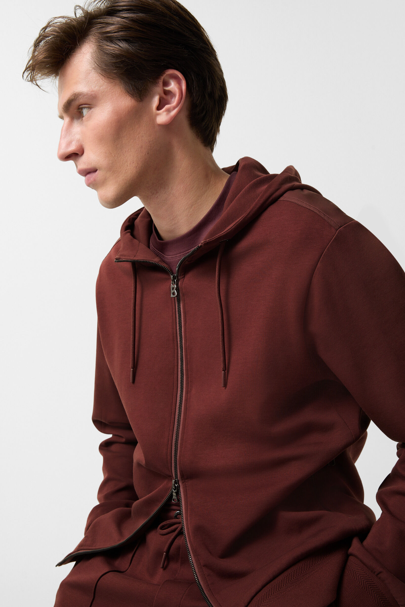 Steven jersey jacket in Wine red - 4
