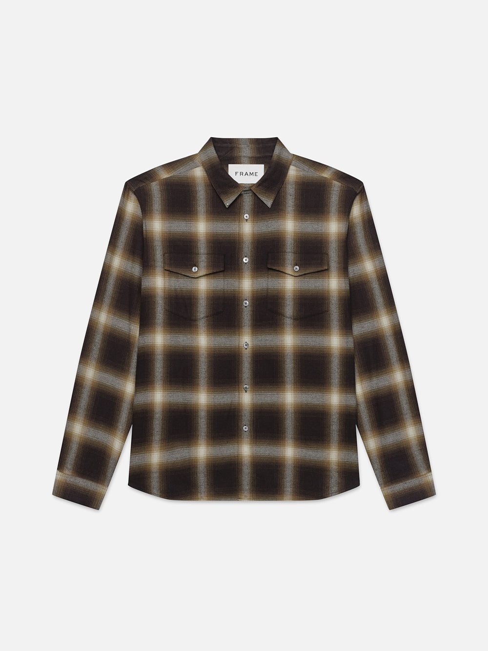 Brushed Cotton Plaid Shirt in Marron - 1