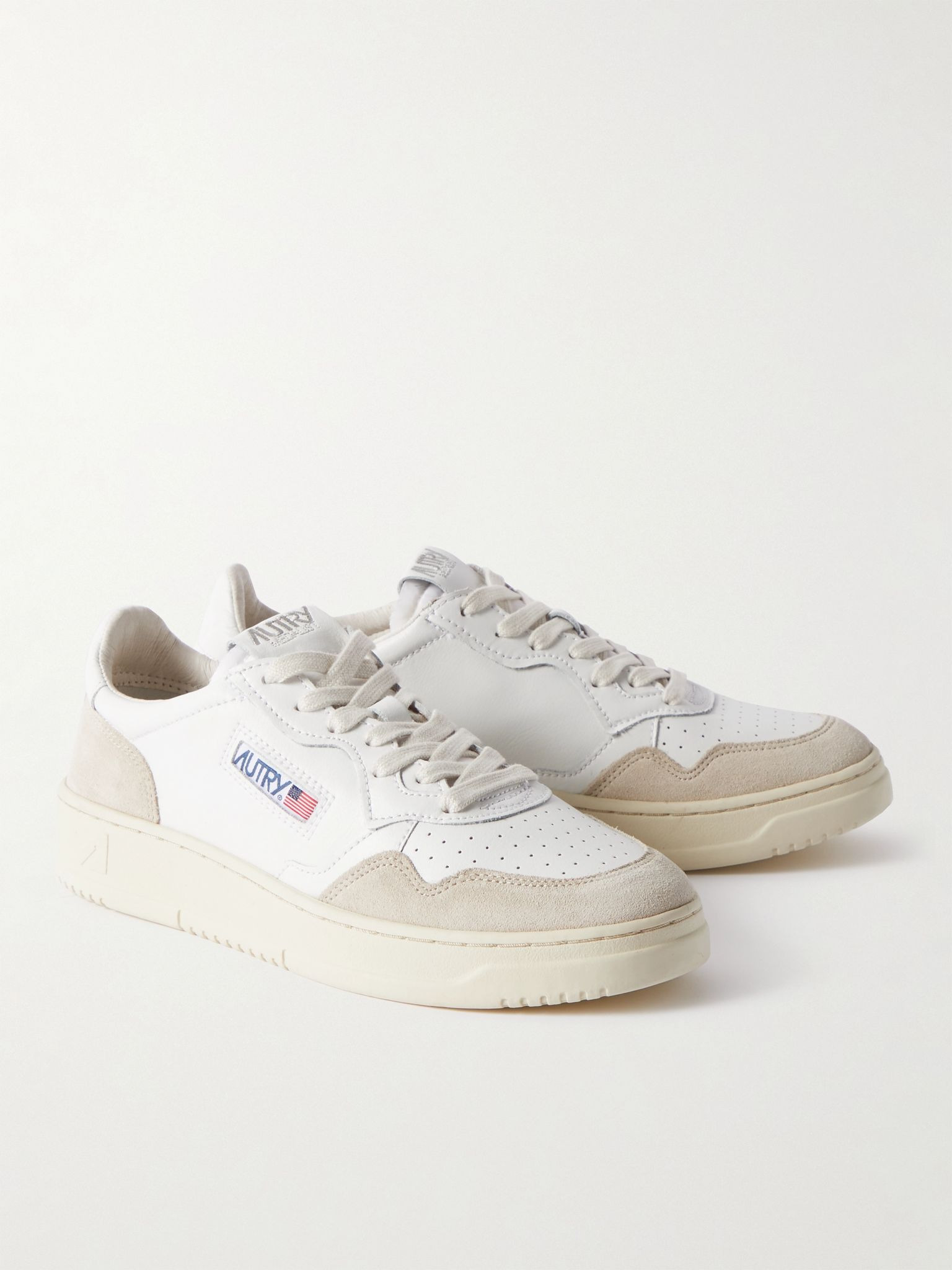 Medalist Two-Tone Suede-Trimmed Leather Sneakers White - 4