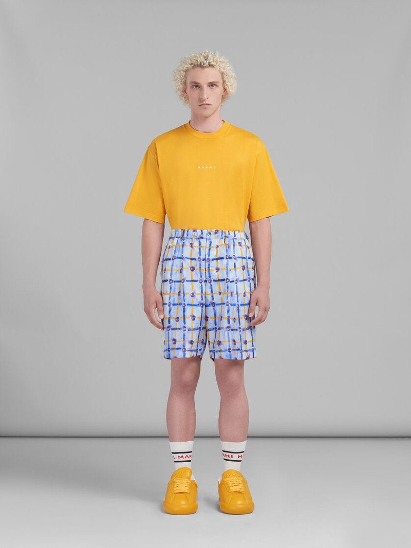 Marni LIGHT BLUE HABOTAI SILK DRAWSTRING SHORTS WITH SARABAND PRINT outlook