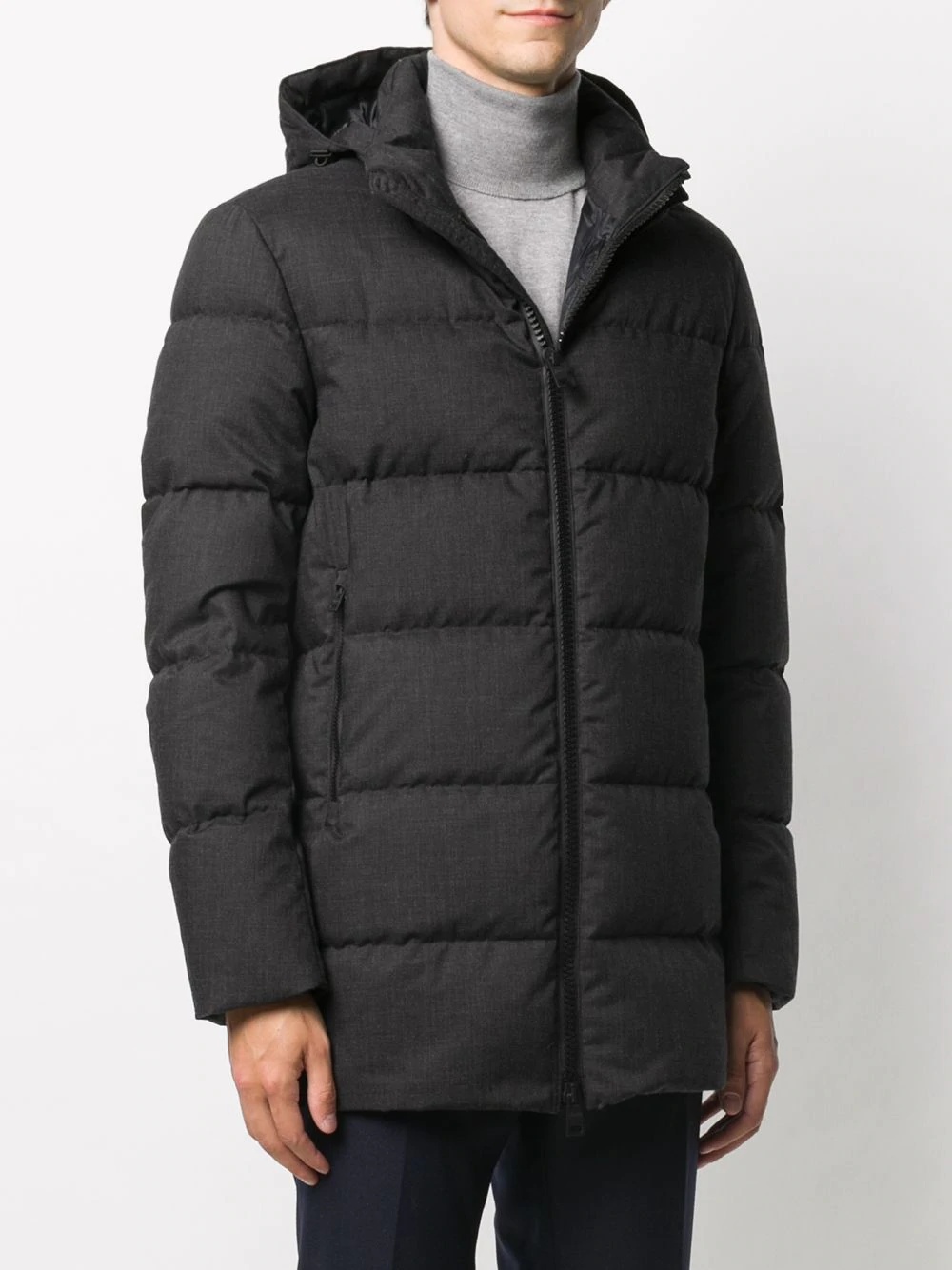 hooded down-feather coat - 3