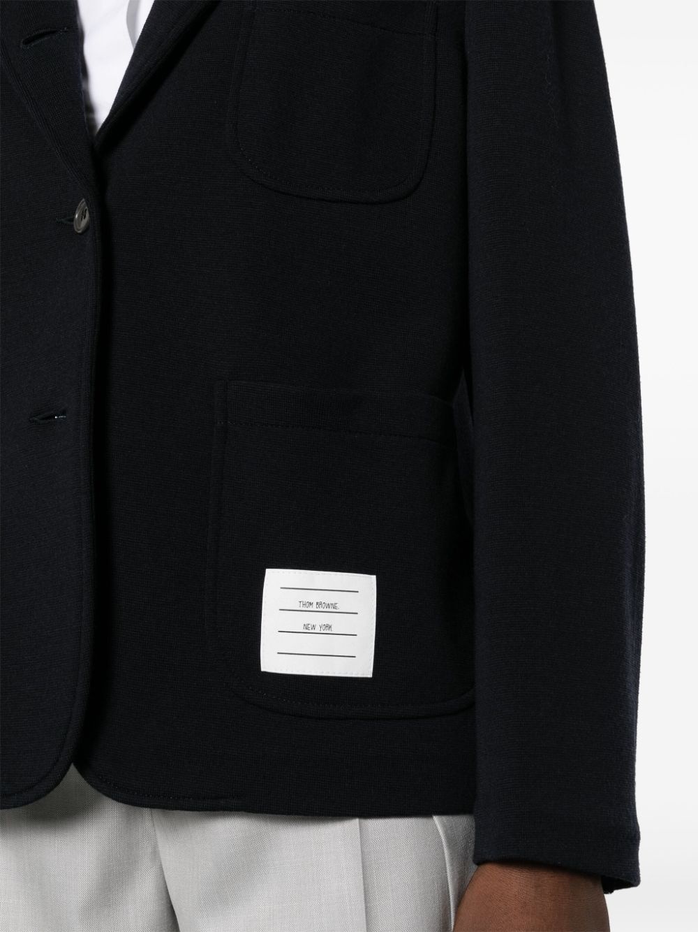 logo-patch virgin wool blazer - 5