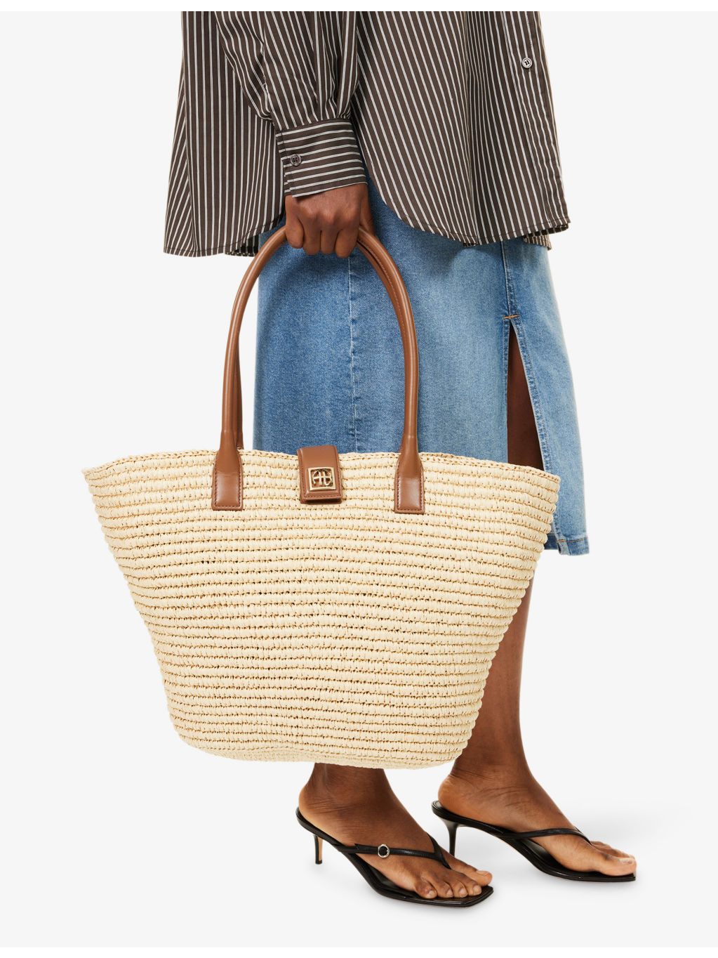 Lou Monogram Raffia Tote Bag - 2