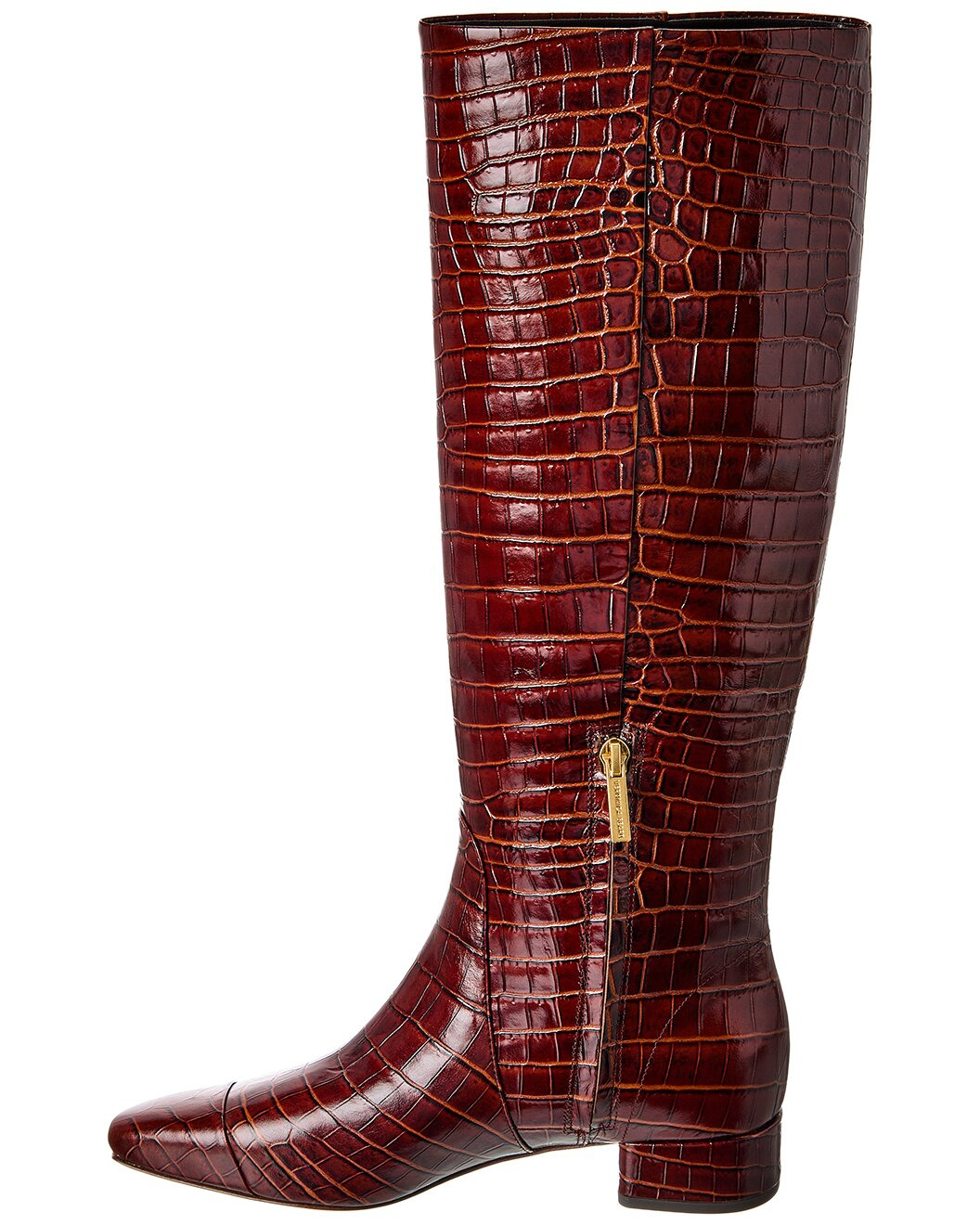 Veronica Beard Cecile Croc-Embossed Leather Knee-High Boot - 2