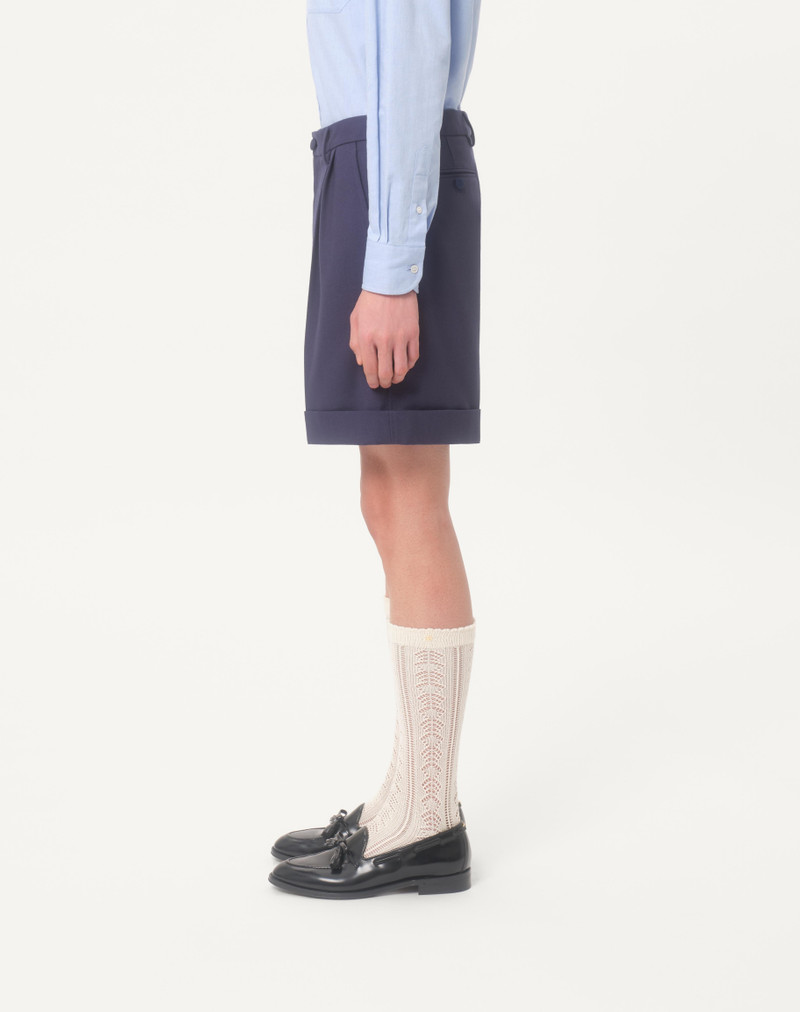CUFFED WOOL GABARDINE BERMUDA SHORTS 4