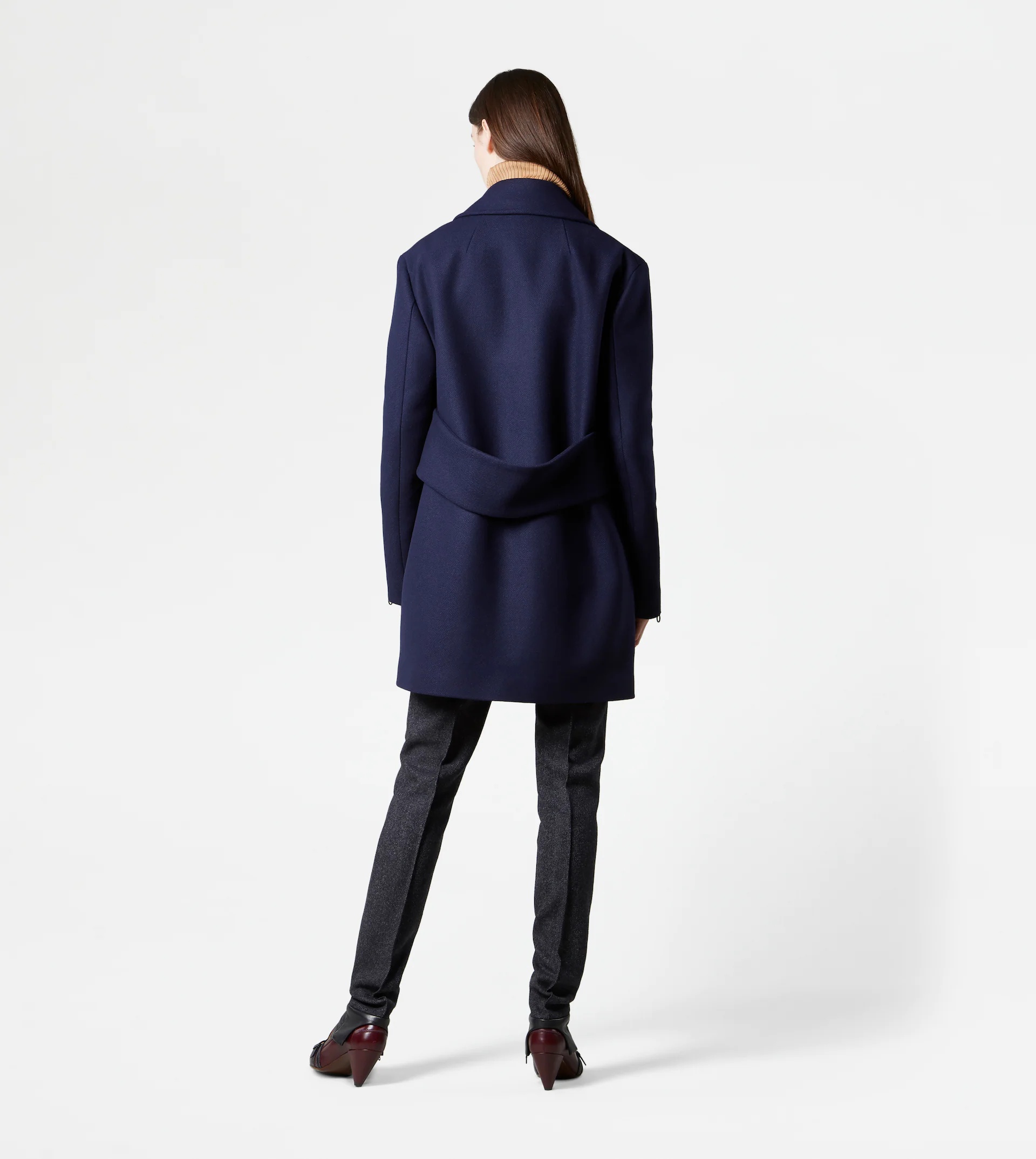 WOOL BLEND PEACOAT - BLUE - 3