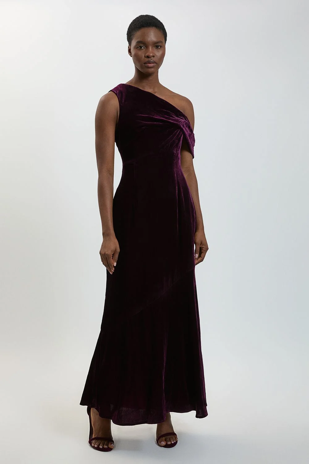 Velvet Off The Shoulder Midi Dress - 1