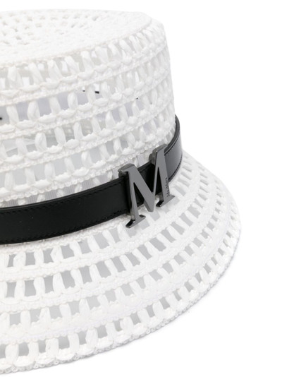 Max Mara leather-detail crochet hat outlook