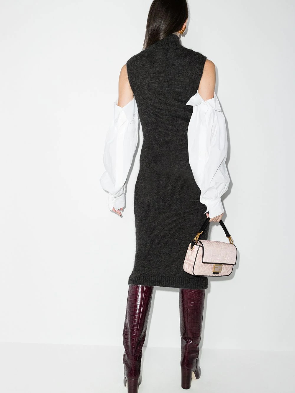 roll-neck sleeveless knitted dress - 3