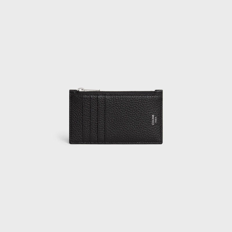 Zipped compact card holder IN GRAINED CALFSKIN 1