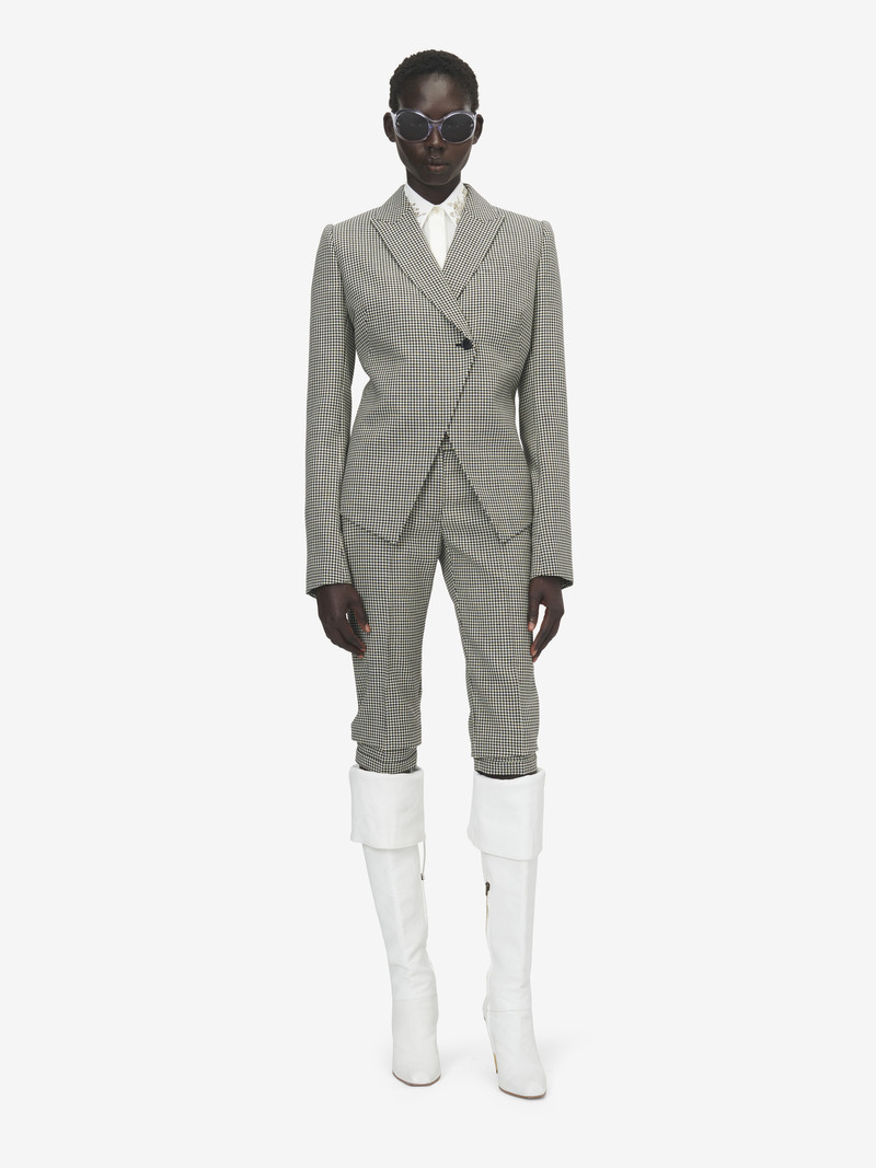 Gingham Check Tailored Capri Trousers 1