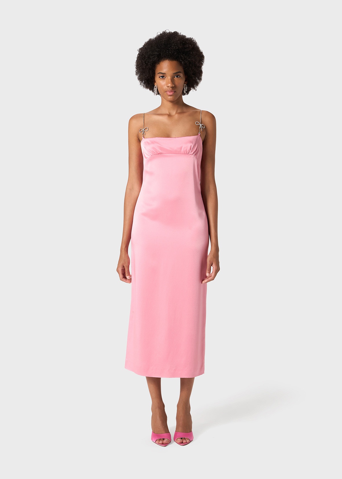 MIDI DRESS IN SATIN WITH RHINESTONE DETAILS - 3