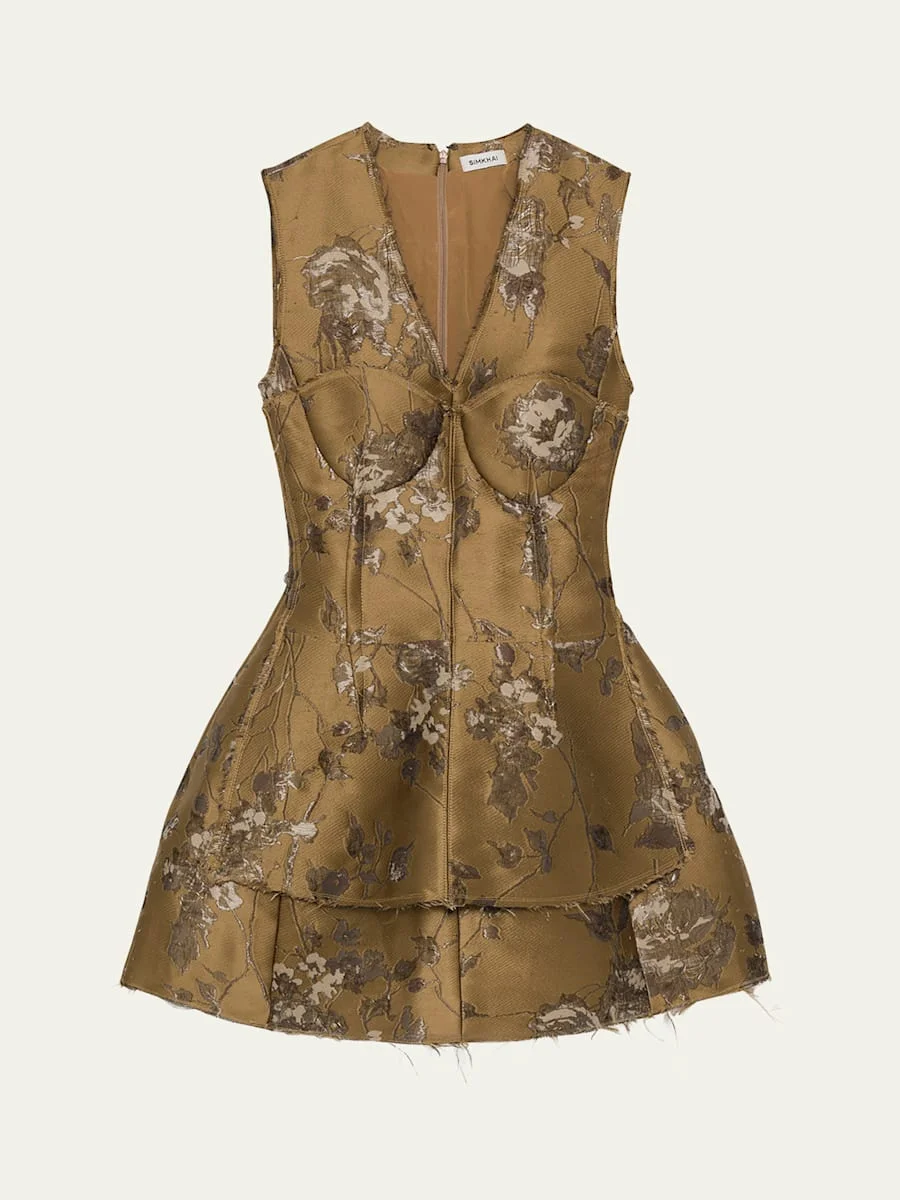 Brynelle Fit-&-Flare Floral Jacquard Mini Dress - 1