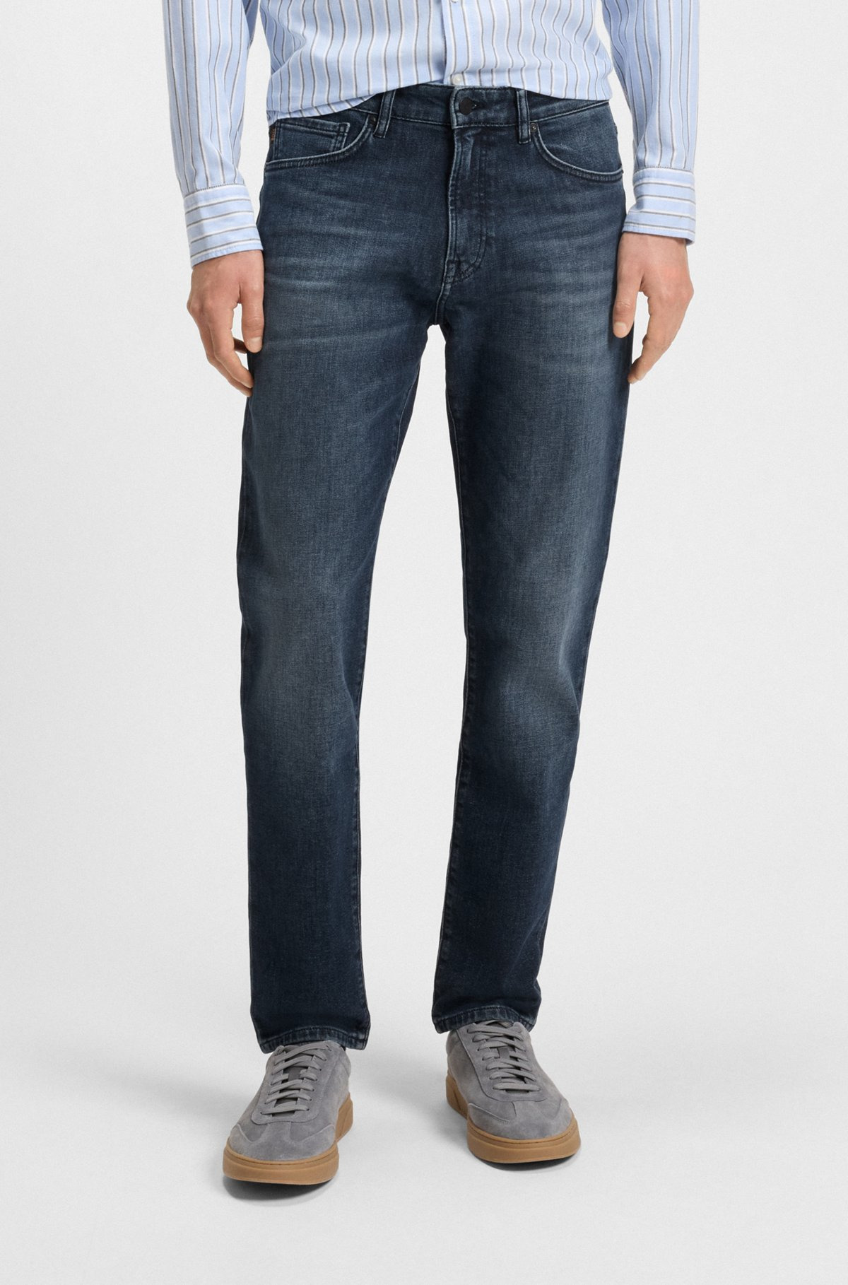 TAPERED-FIT JEANS IN BLUE COMFORT-STRETCH DENIM - 2
