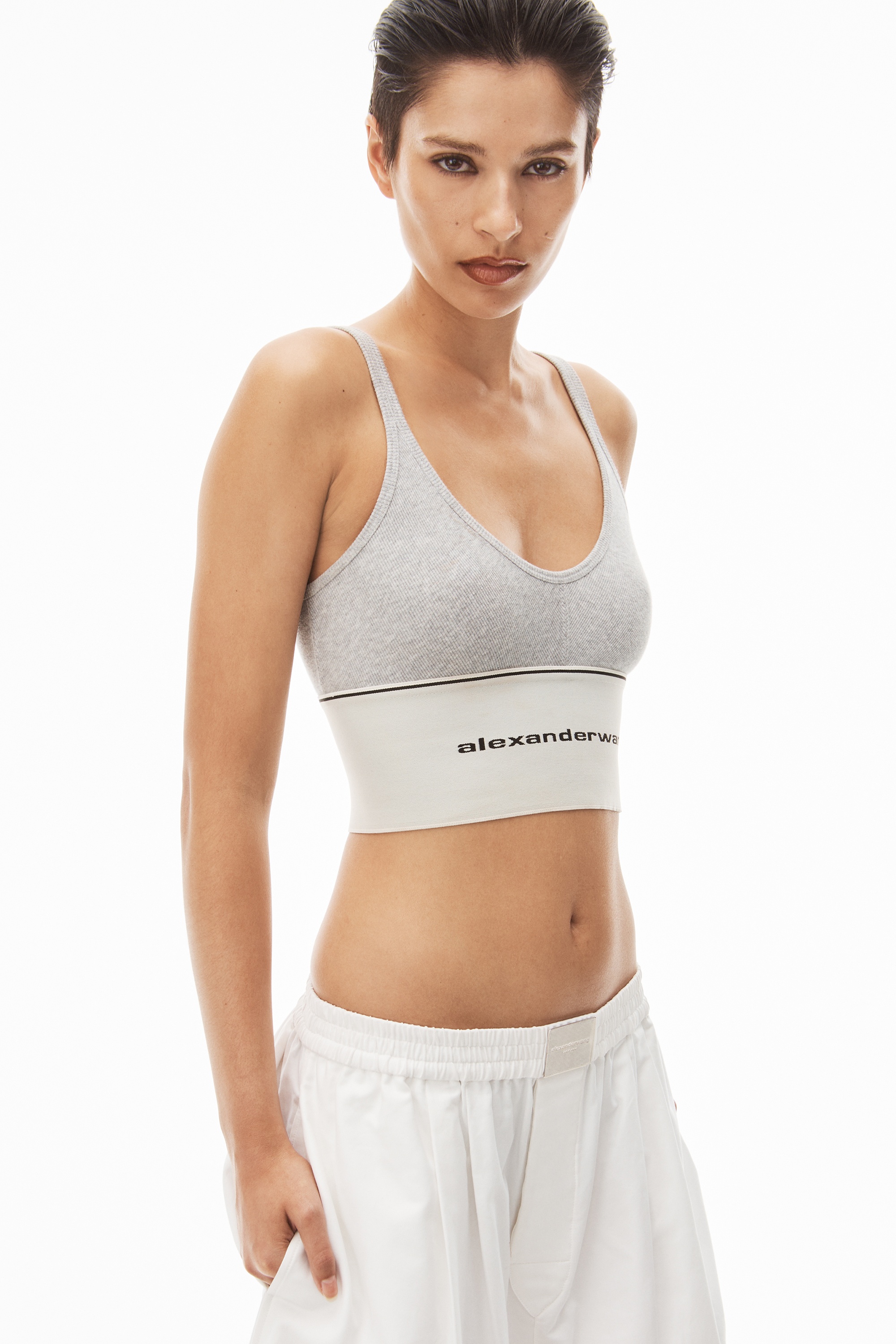 LOGO ELASTIC BRA IN RIBBED JERSEY - 5