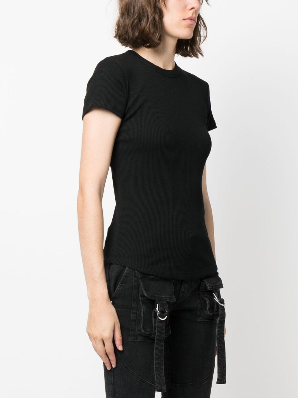 crew-neck fine-ribbed T-shirt - 3