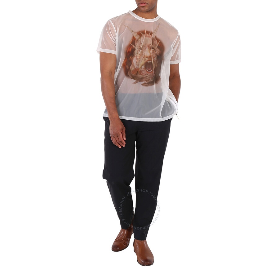 Burberry Men's White Sea Maiden Print Sheer Jersey Short Sleeve T-Shirt - 4