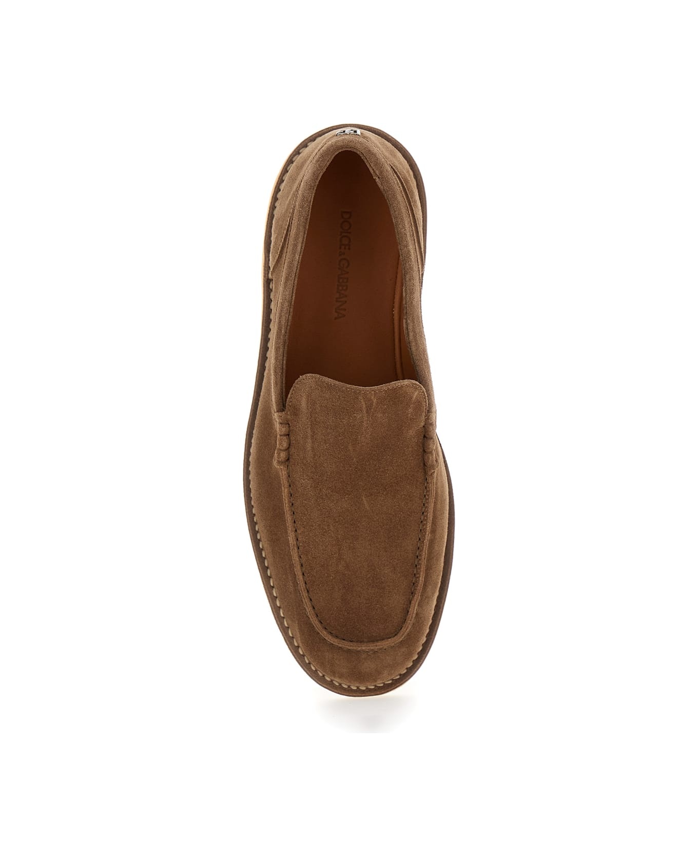 'new Florio Ideal' Brown Loafers With Dg Detail In Suede Man - 4