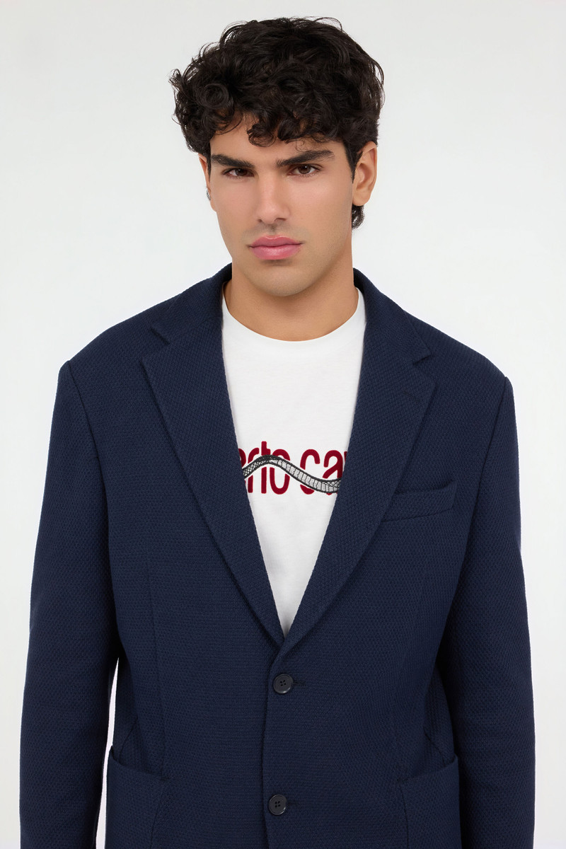 Unstructured Jacket in Navy Blue 6