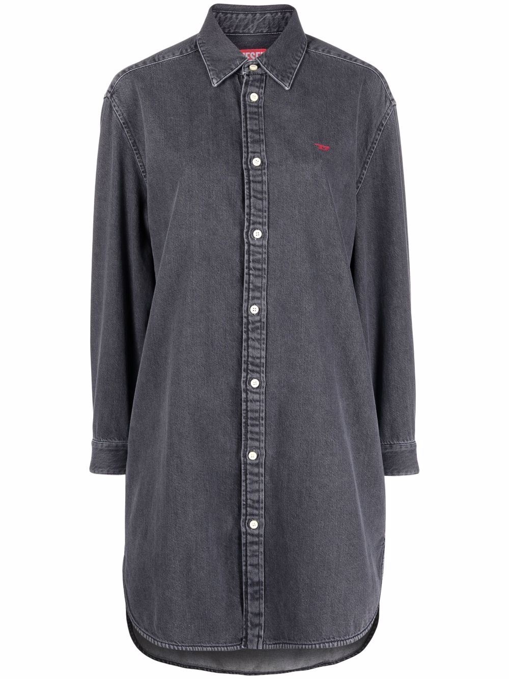 embroidered-logo denim shirt - 1