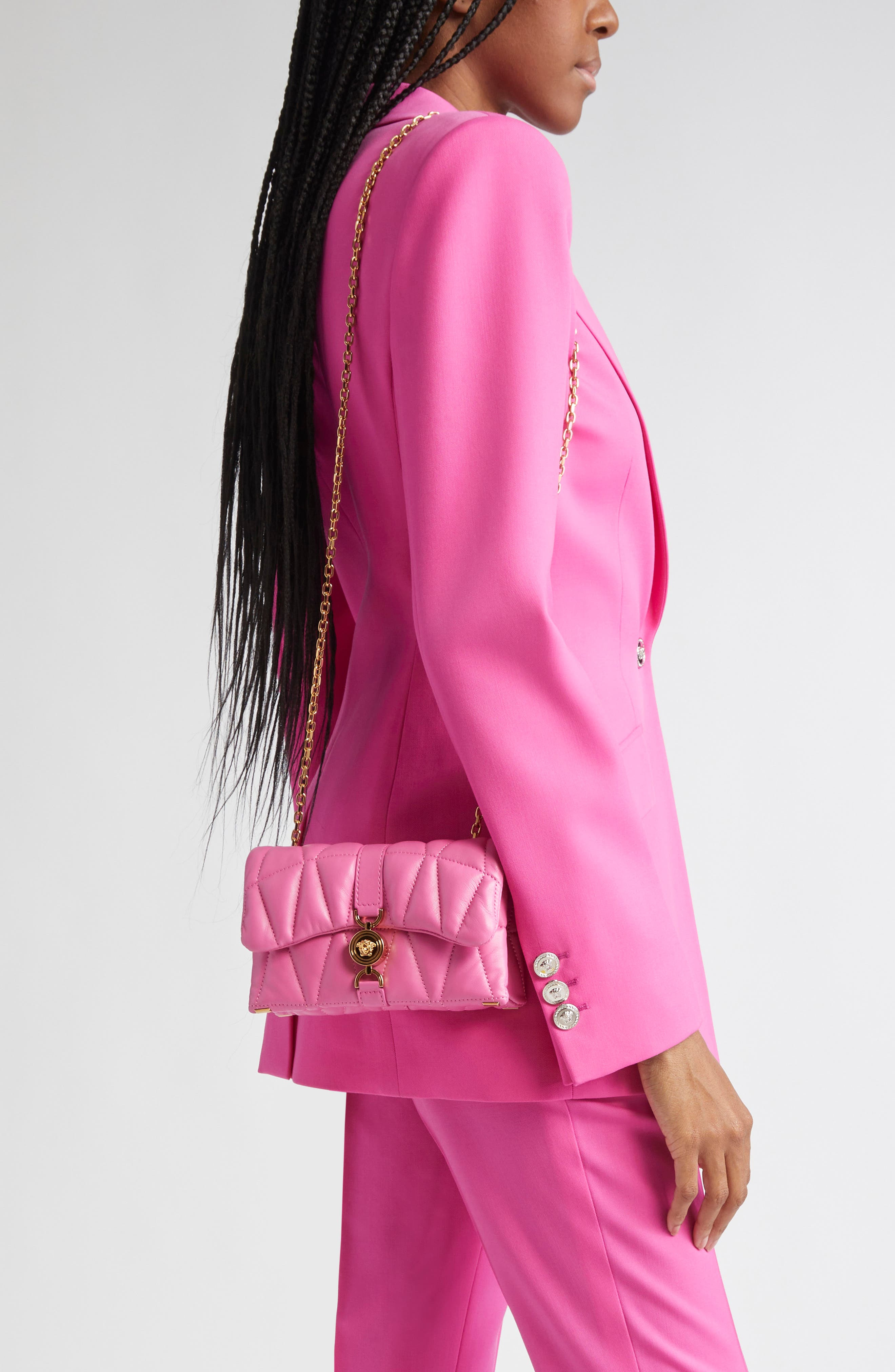 Versace Mini Kleio Quilted Leather Shoulder Bag in Dragon Fruit Gold at Nordstrom - 2