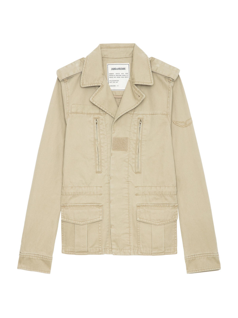 Women's Klimi Cotton Military Jacket - Latte 1